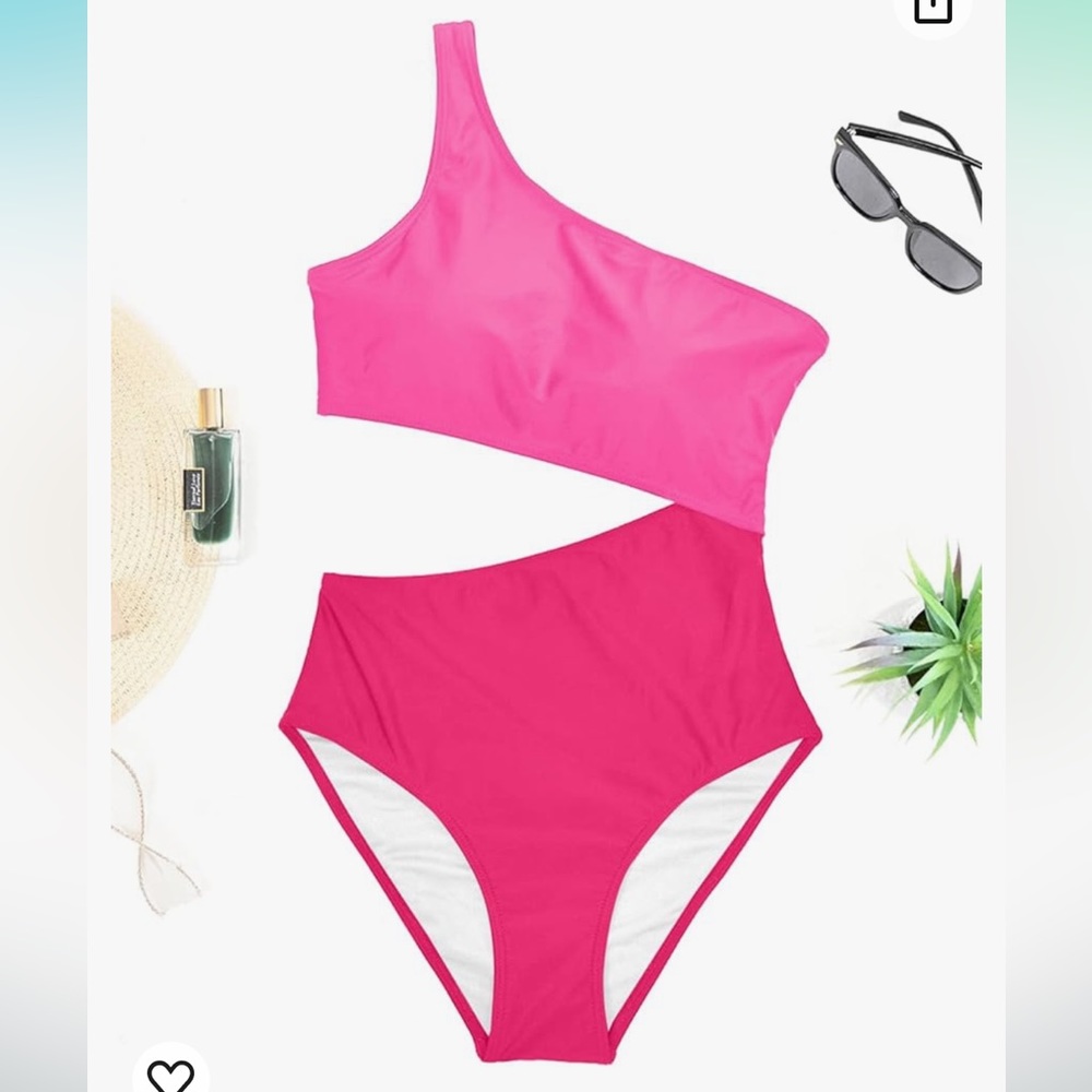 Never worn- Yonique Women's One Shoulder Swimsuit Cutout Monokini size Large
